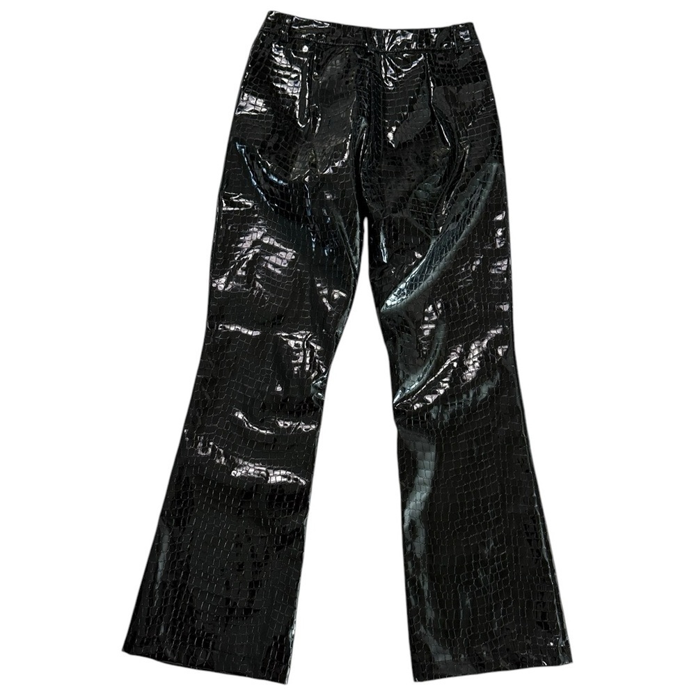Cider black faux leather pants reptile embossed textured high waist NEW Size S - Picture 3 of 17